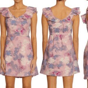 Wildfox Sleeveless Dress Ruffle Neckline Multicolor Pastels Size M NWT